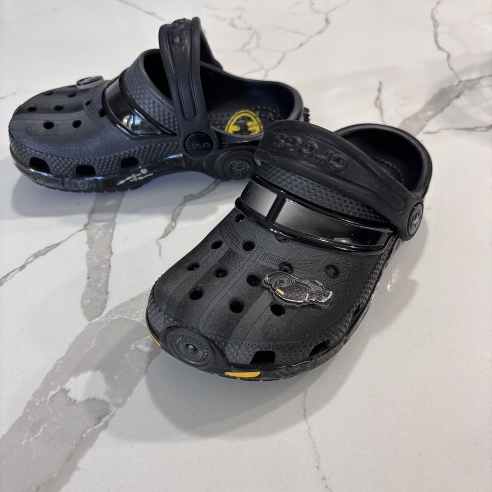 Crocs Batman Kids Black Slip-On Clog Shoes Toddler Boy 9 Jibbitz